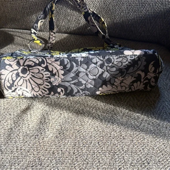 Vera Bradley Elegant Floral Black and Yellow Shoulder Bag - Picture 6 of 7